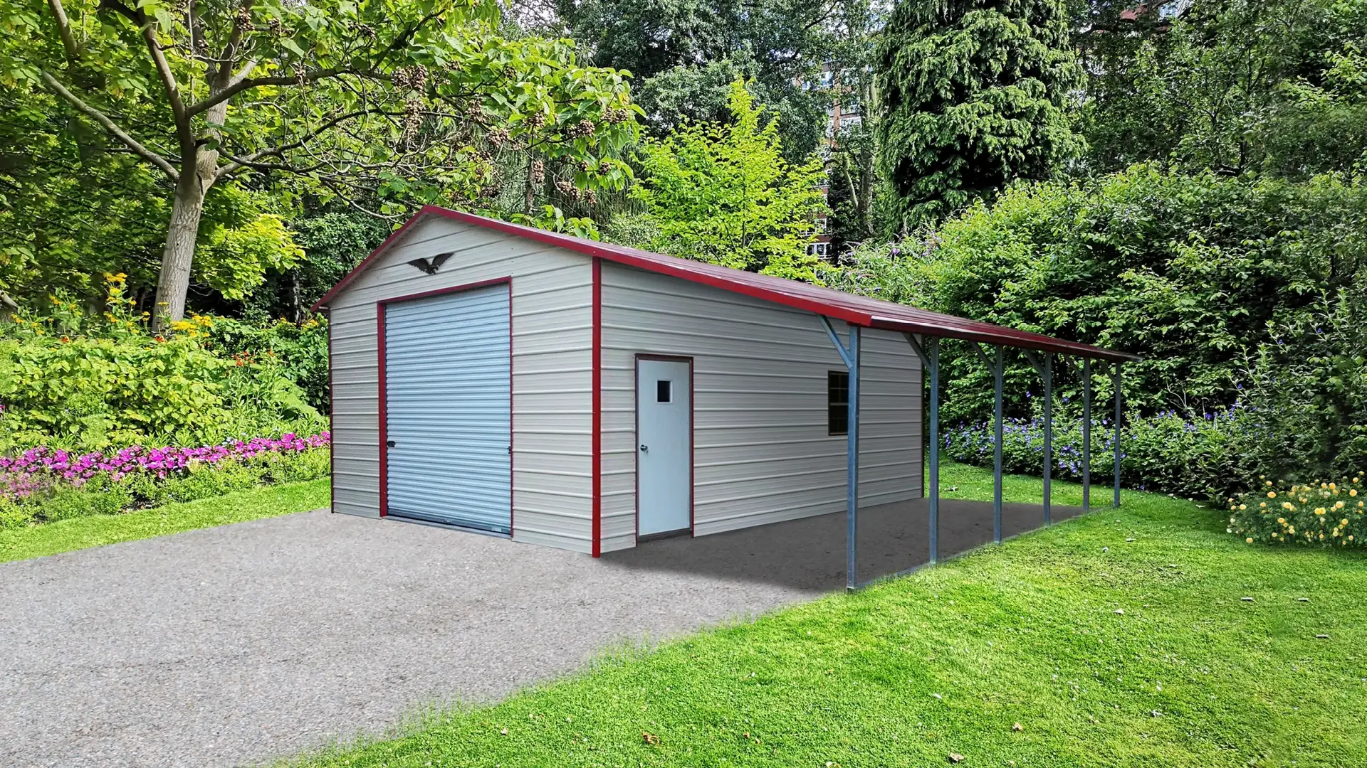 Boxed Eave Roof Metal Garages 32x25x10 | USA Steel Buildings Florida